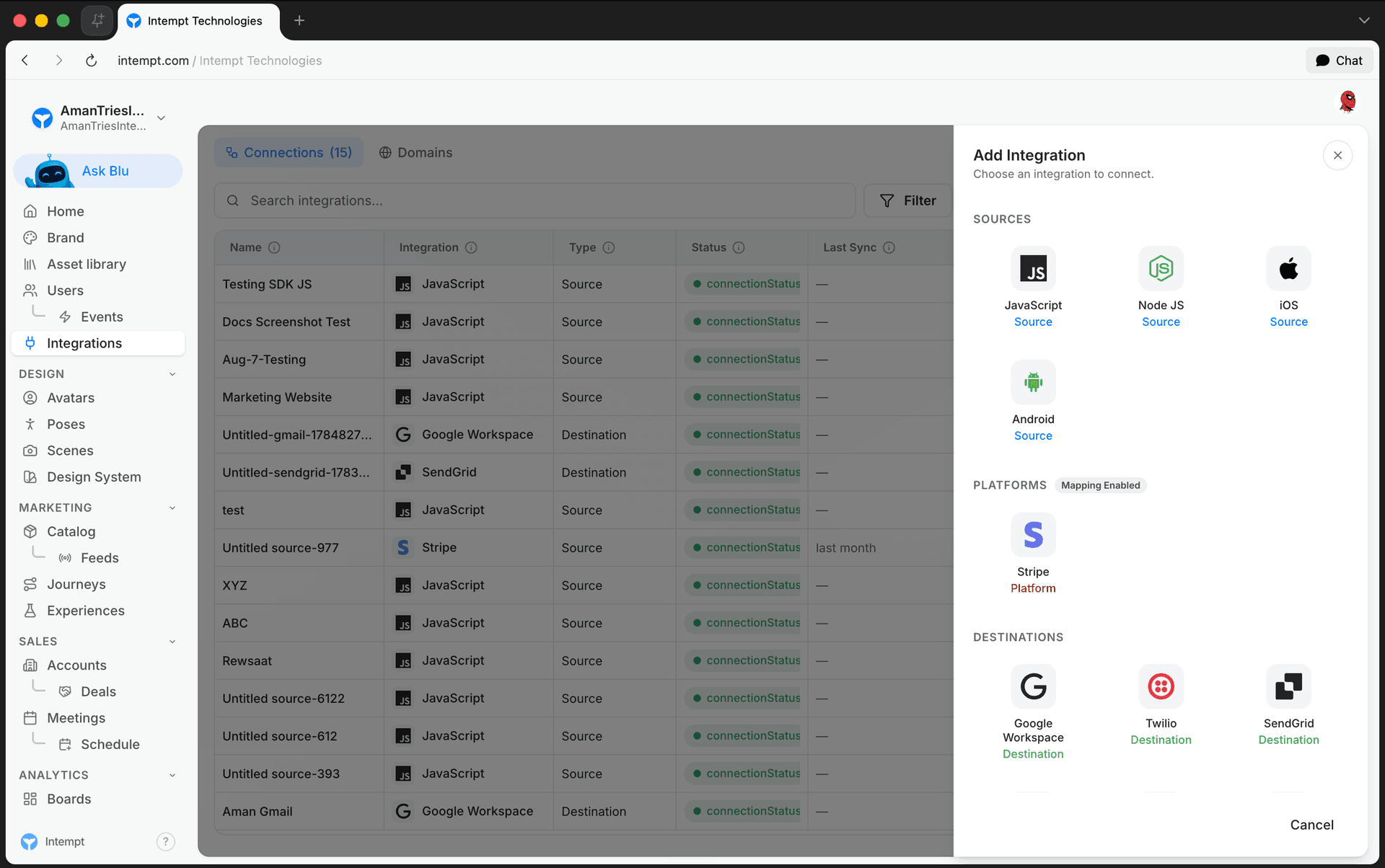 add integration sidebar sources javascript - google tag manager - Intempt documentation