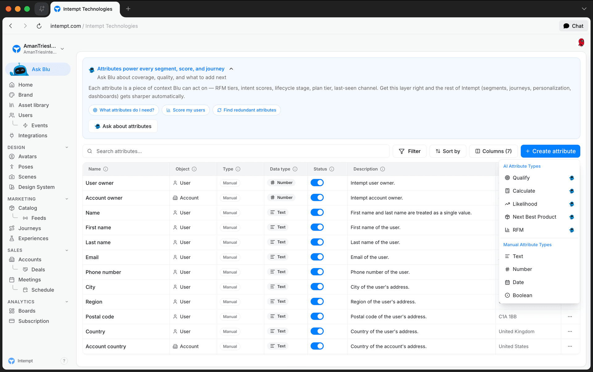 create attribute dropdown ai manual types - managing attributes - Intempt documentation