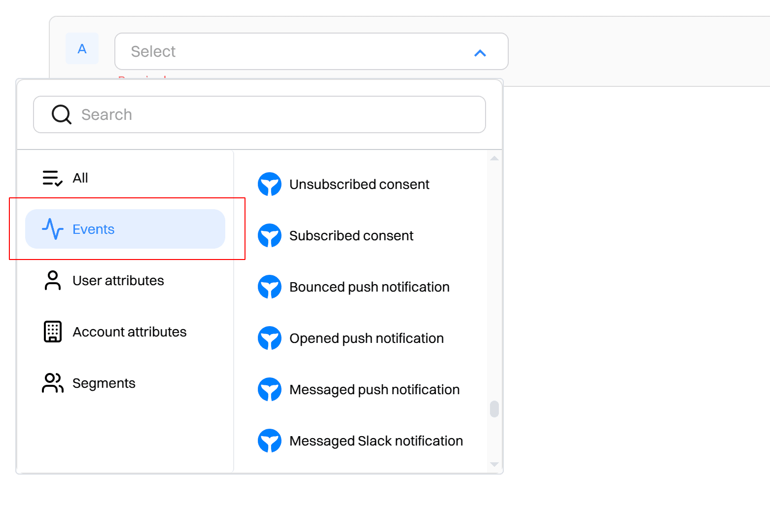 messaging events attribute picker events - messaging events - Intempt documentation