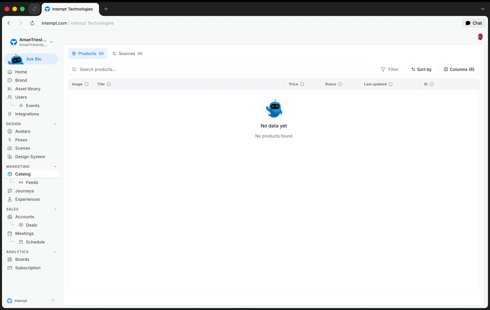 catalog page products sources tabs - recommendations - Intempt documentation