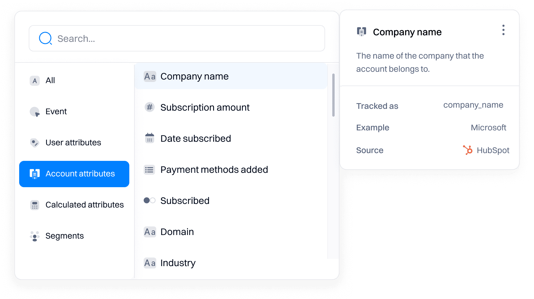 account attributes picker company name - november 5 2024 - Intempt documentation