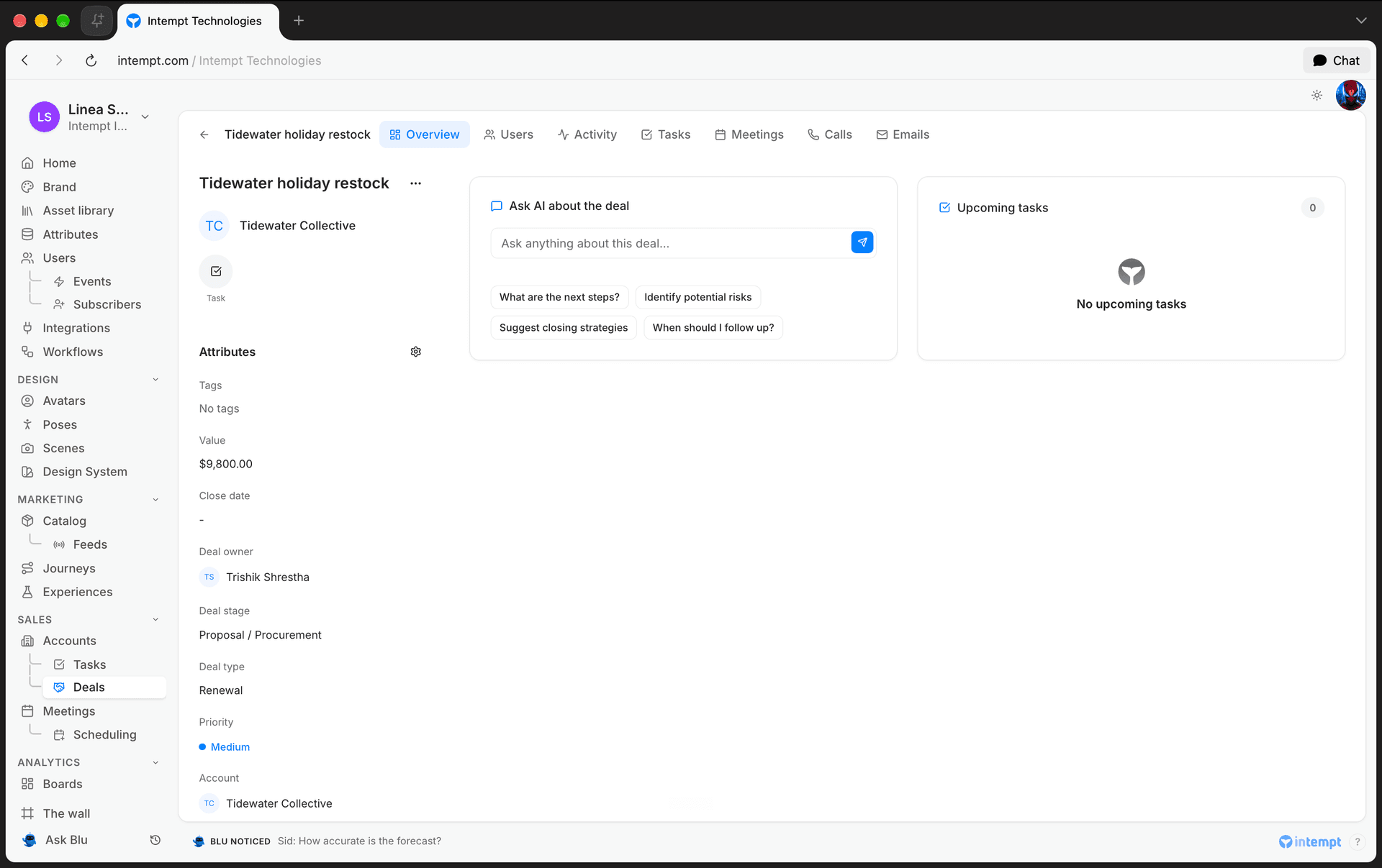 deal detail sidebar tabs 6 oct 2026 - pipeline overview - Intempt documentation