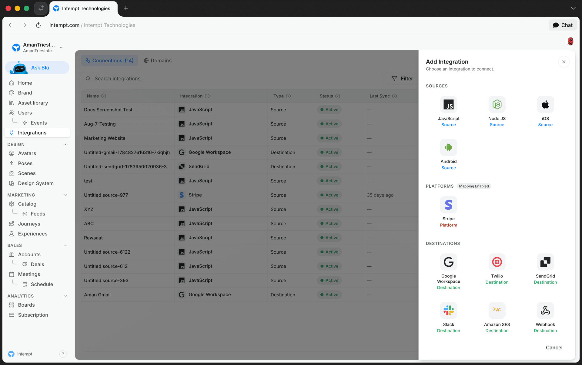 add integration sidebar sources javascript connect - basic intempt installation - Intempt documentation