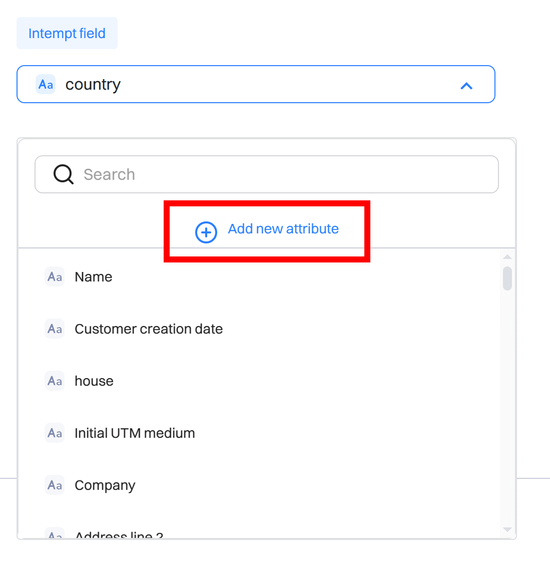 import intempt field add new attribute - data import - Intempt documentation