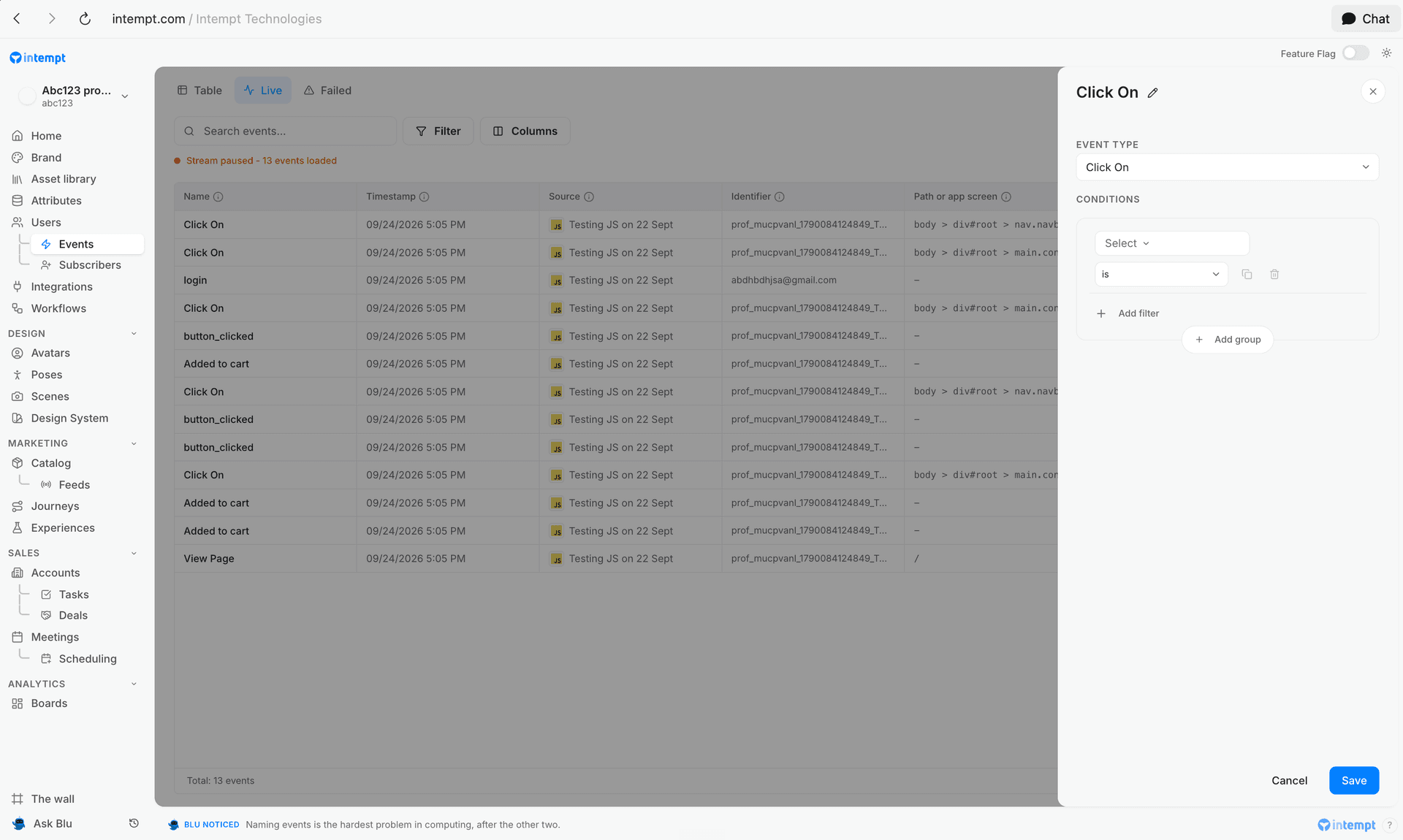 live data feed label event conditions 24 sept 2026 - live data feed - Intempt documentation