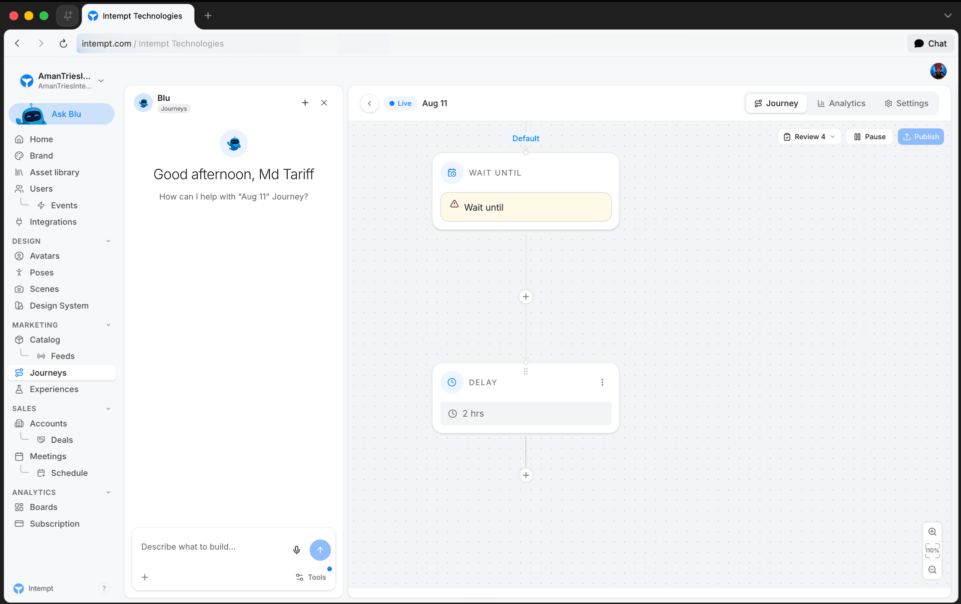 delay control block canvas - journey blocks - Intempt documentation