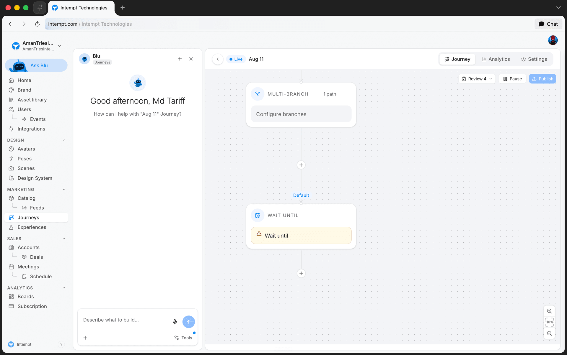 wait until control block canvas - journey blocks - Intempt documentation