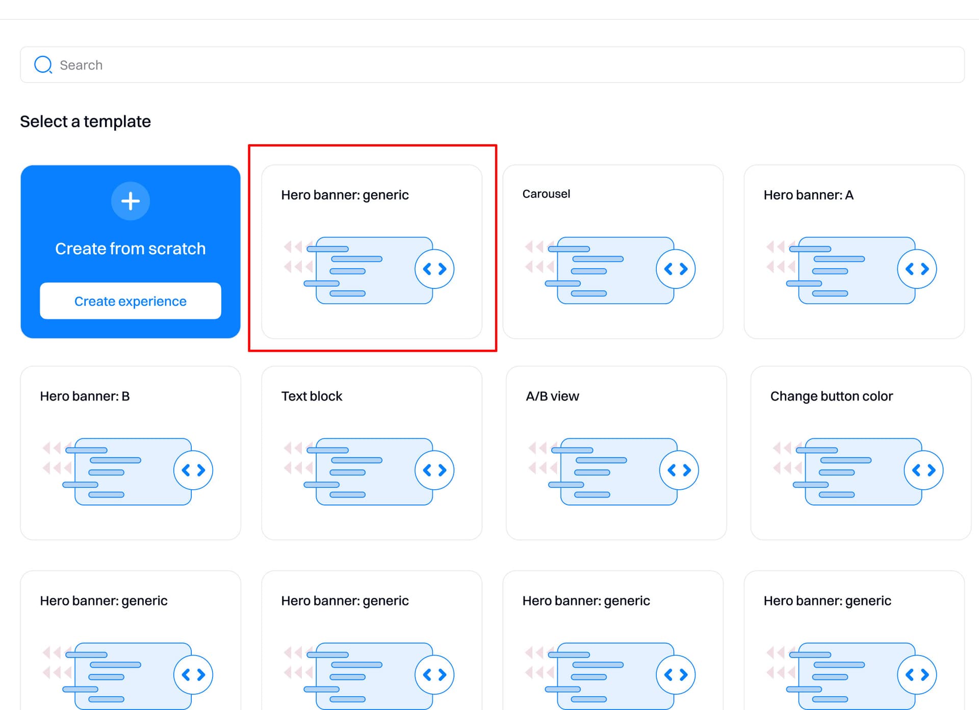 personalization template picker hero banner - mobile personalizations - Intempt documentation