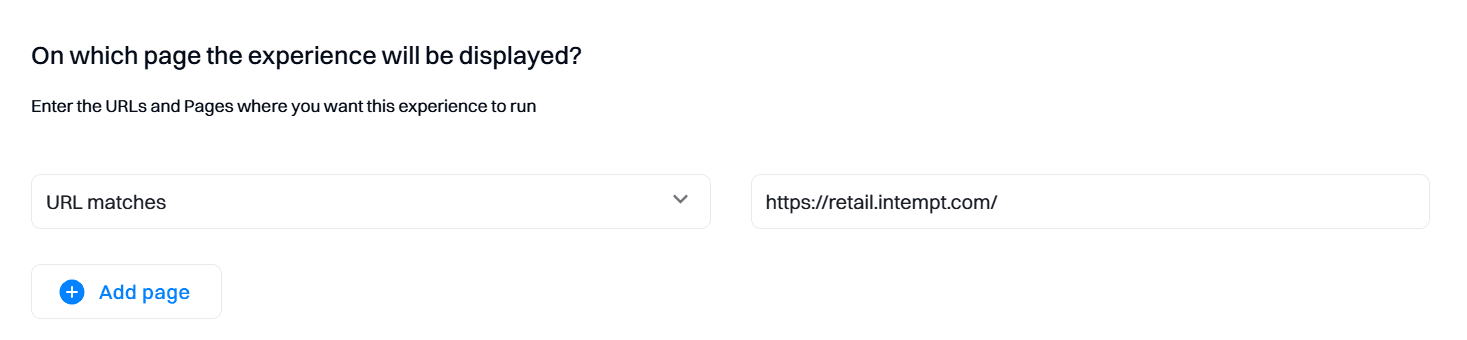 web personalization url matches page - web personalizations - Intempt documentation