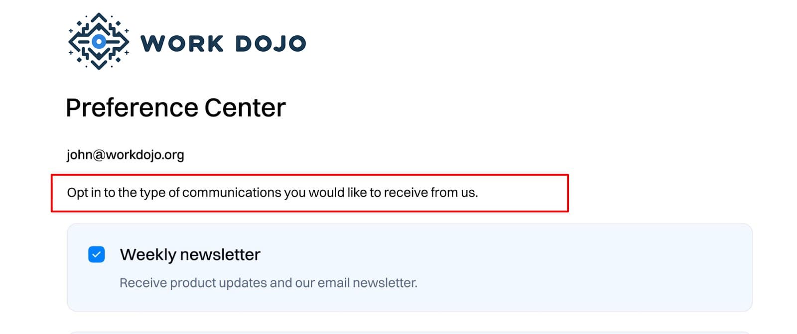 preference center opt in instructions - managing the preference center - Intempt documentation